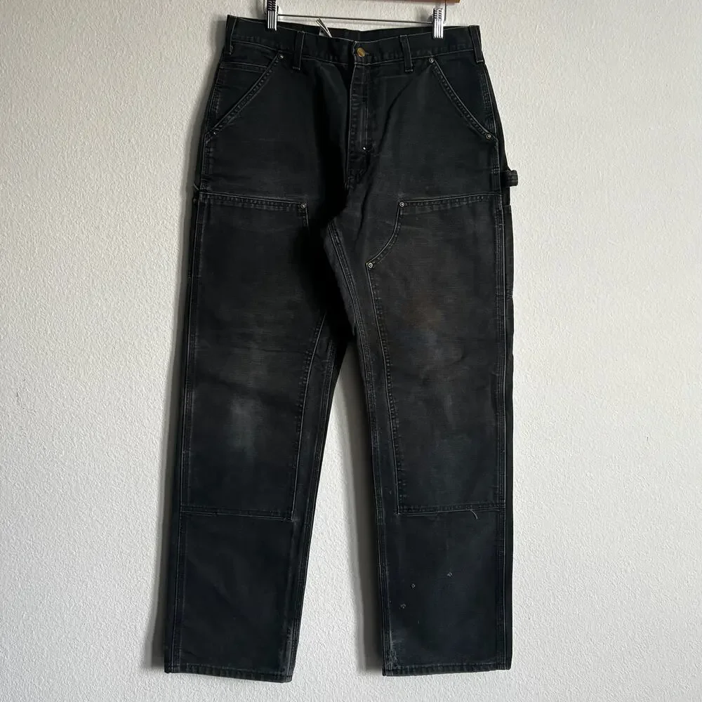 Carhartt B01 BLK faded black double knee work wear carpenter pants